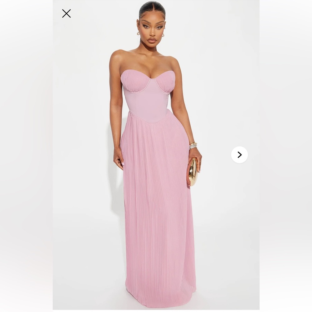 Fashion Nova Pleated Strapless Maxi Dress